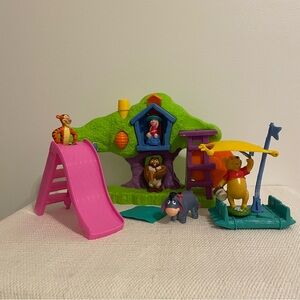 Winnie the Pooh vintage playset with some misc characters and extra slide